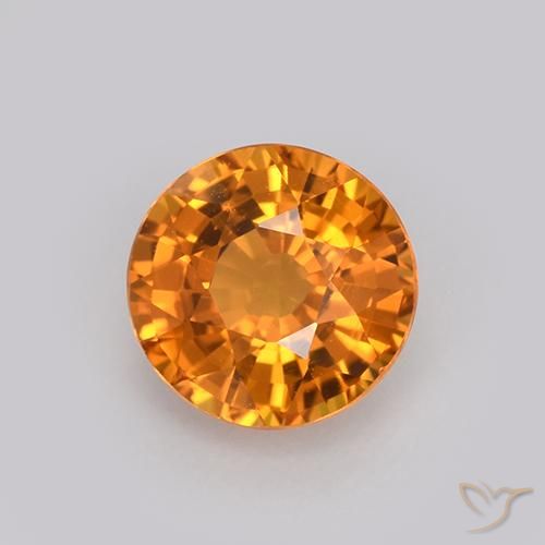Safira Laranja Profundo-Ouro Natural 0.99ct, Redondo, VVS