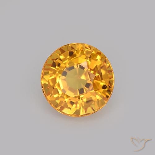 Safira Laranja Médio Natural 1.03ct, Redondo, VVS