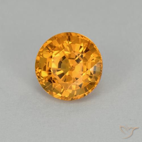 Safira Laranja Profundo-Ouro Natural 1.00ct, Redondo, VVS