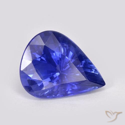 Safira Azul Violeta Intenso Natural 4.38ct, Formato de pêra, VS