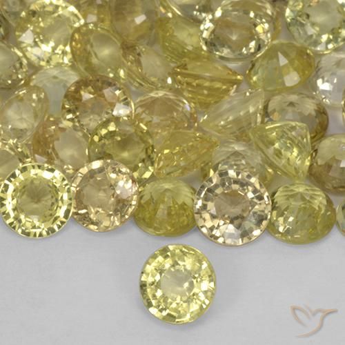 Safira Amarelo claro Natural 0.40ct, Redondo, VS