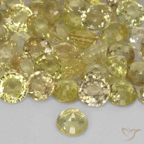 Safira Amarelo claro Natural 0.40ct, Redondo, VS