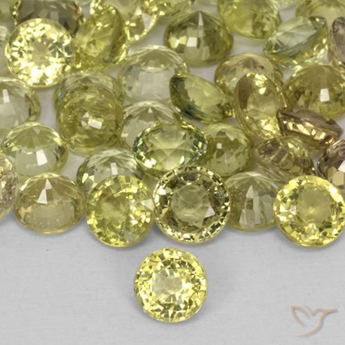 Safira Limão amarelo Natural 0.47ct, Redondo, VS