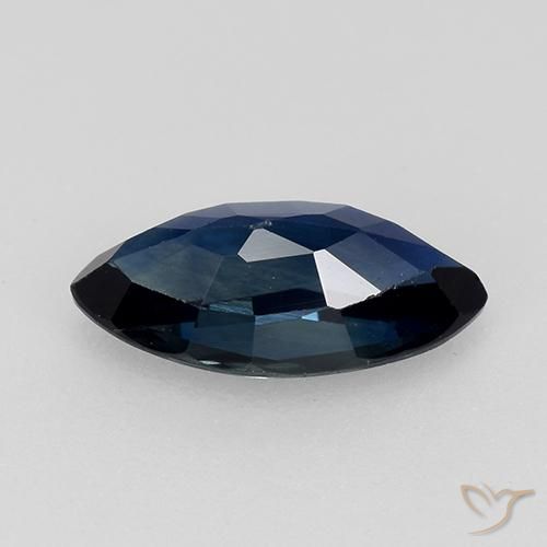 Safira Azul escuro Natural 0.75ct, Marquesa, VVS-VS