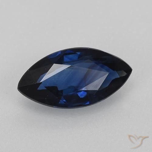 Safira Azul escuro Natural 0.80ct, Marquesa, VVS-VS