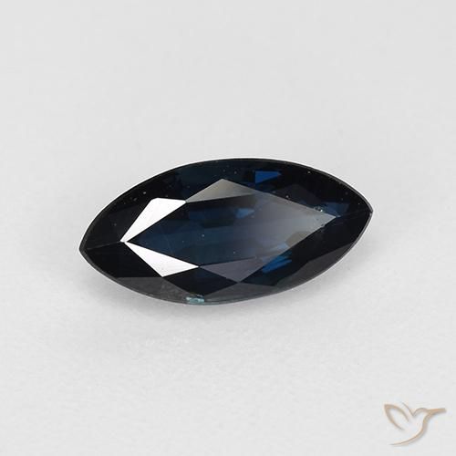 Safira Azul da meia noite Natural 0.77ct, Marquesa, VVS-VS