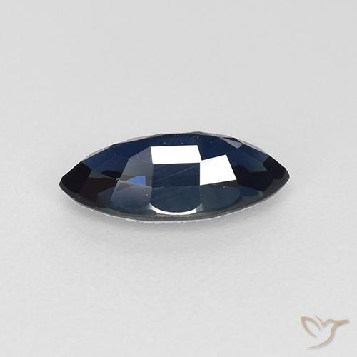 Safira Azul da meia noite Natural 0.77ct, Marquesa, VVS-VS