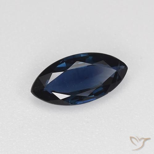 Safira Azul da meia noite Natural 0.66ct, Marquesa, VVS-VS