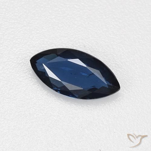 Safira Azul escuro Natural 0.56ct, Marquesa, VVS-VS