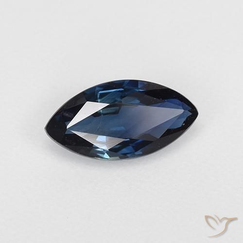 Safira Azul da meia noite Natural 0.66ct, Marquesa, VVS-VS