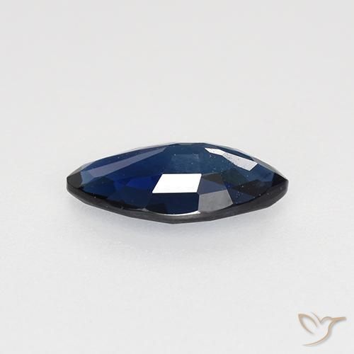 Safira Azul da meia noite Natural 0.66ct, Marquesa, VVS-VS