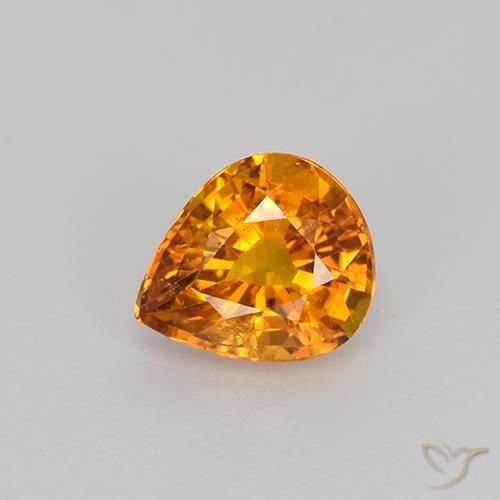 0.77ct Natural Laranja Médio Safira, Formato de pêra, VVS-VS