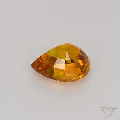 Safira Laranja Médio Natural 0.77ct, Formato de pêra, VVS-VS