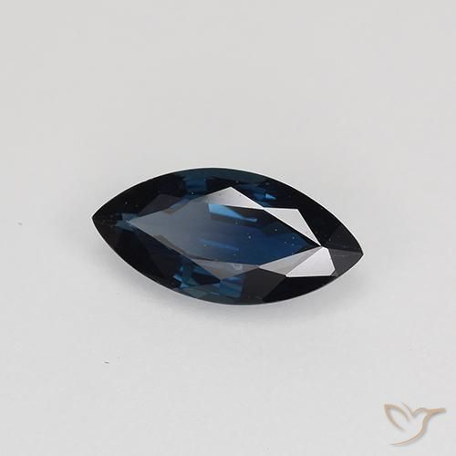 Safira Azul da meia noite Natural 0.66ct, Marquesa, VVS