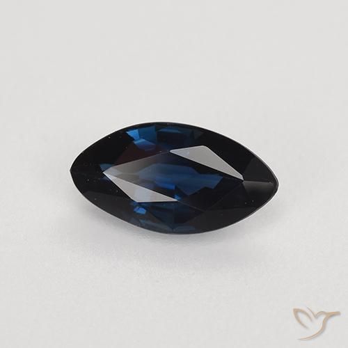 Safira Azul da meia noite Natural 0.69ct, Marquesa, VVS