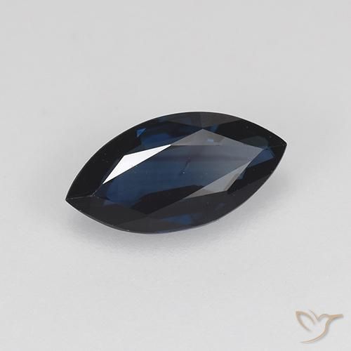 Safira Azul da meia noite Natural 0.72ct, Marquesa, VVS-VS