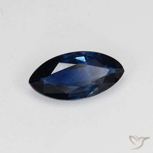 Safira Azul escuro Natural 0.61ct, Marquesa, VVS-VS