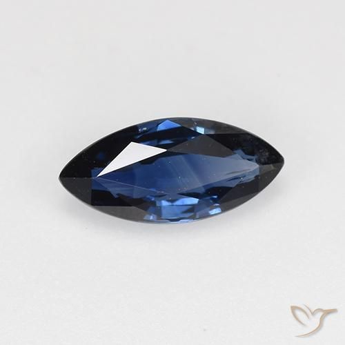 Safira Azul da meia noite Natural 0.65ct, Marquesa, VVS-VS