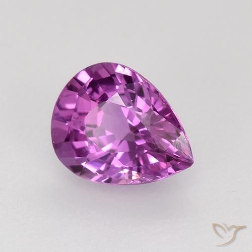 Safira Roxo Rosado Intenso Natural 0.72ct, Formato de pêra, VVS-VS