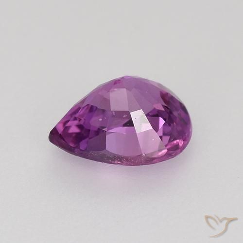 Safira Roxo Rosado Intenso Natural 0.72ct, Formato de pêra, VVS-VS