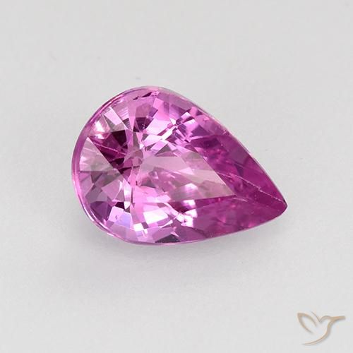 Safira Roxo Rosado Intenso Natural 0.71ct, Formato de pêra, VVS-VS
