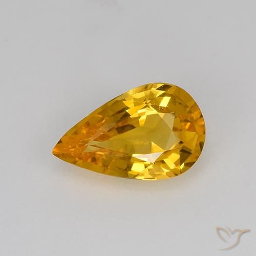 0.64ct Natural Laranja-dourado médio Safira, Formato de pêra, VVS
