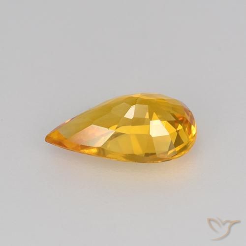 Safira Laranja Profundo-Ouro Natural 0.75ct, Formato de pêra, VVS