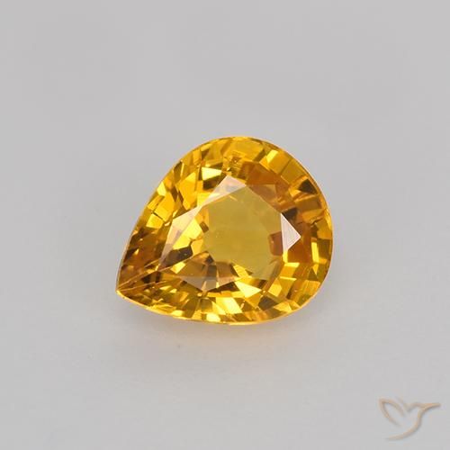 0.70ct Natural Laranja Dourado Profundo Safira, Formato de pêra, VVS