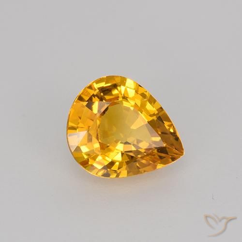 Safira Laranja Dourado Profundo Natural 0.70ct, Formato de pêra, VVS