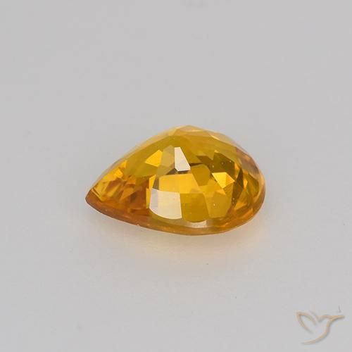 Safira Laranja Dourado Profundo Natural 0.70ct, Formato de pêra, VVS