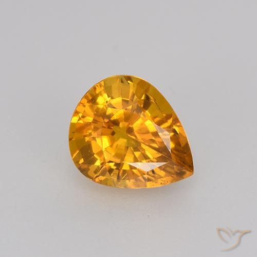 0.82ct Natural Laranja Profundo-Ouro Safira, Formato de pêra, VVS-VS