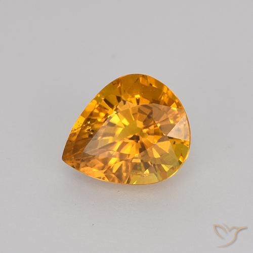Safira Laranja Profundo-Ouro Natural 0.82ct, Formato de pêra, VVS-VS