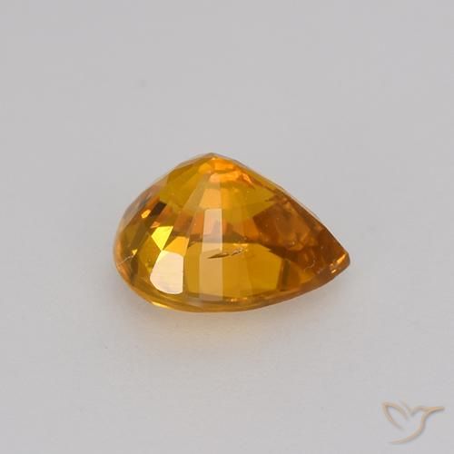 Safira Laranja Profundo-Ouro Natural 0.82ct, Formato de pêra, VVS-VS