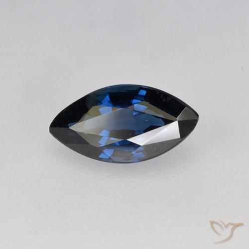Safira Azul da meia noite Natural 0.76ct, Marquesa, VVS