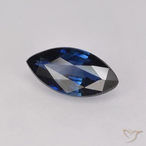Safira Azul da meia noite Natural 0.76ct, Marquesa, VVS-VS