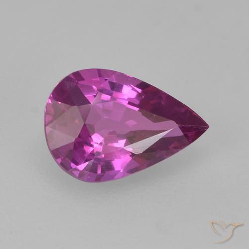 Safira Roxo Rosado Profundo Natural 0.66ct, Formato de pêra, VS