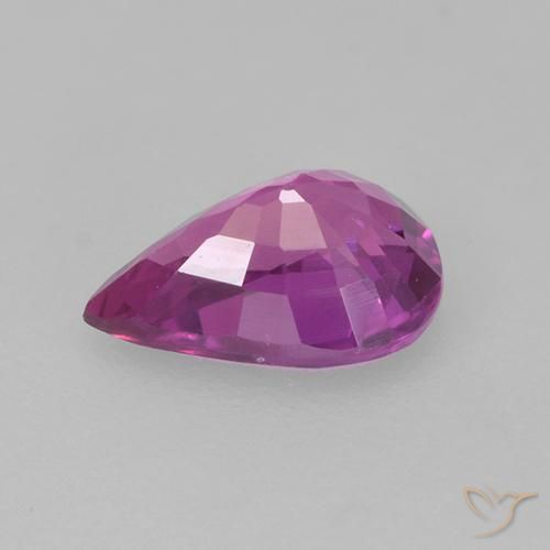 Safira Roxo Rosado Profundo Natural 0.66ct, Formato de pêra, VS