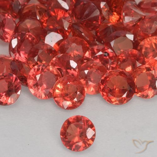 Safira vermelho médio Natural 0.13ct, Redondo, VS