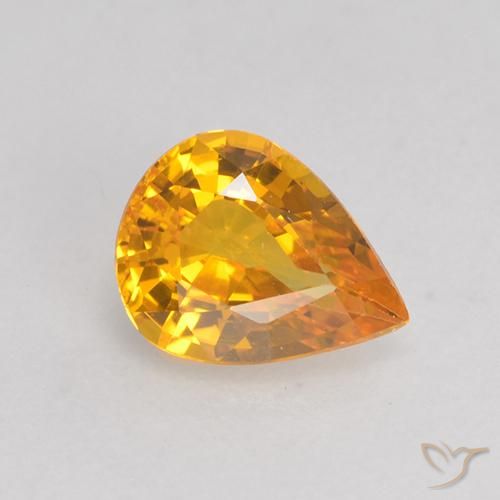 0.59ct Natural Laranja Profundo-Ouro Safira, Formato de pêra, VS