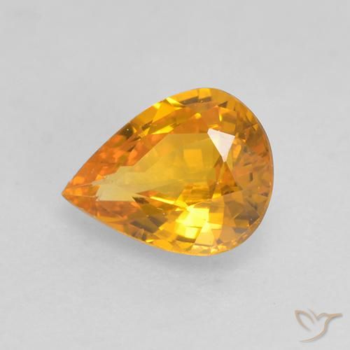 Safira Laranja Profundo-Ouro Natural 0.59ct, Formato de pêra, VS