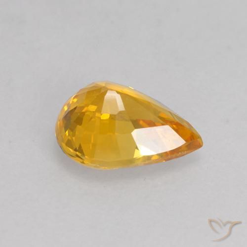 Safira Laranja Profundo-Ouro Natural 0.59ct, Formato de pêra, VS