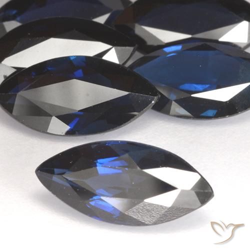 Safira Azul escuro Natural 1.31ct, Marquesa, VVS-VS