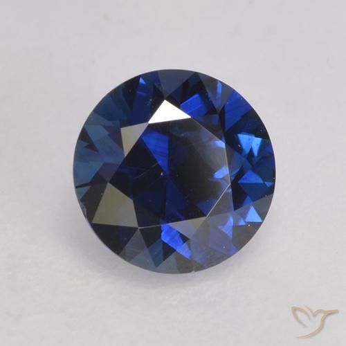 Safira Azul escuro Natural 0.55ct, Redondo, VVS-VS
