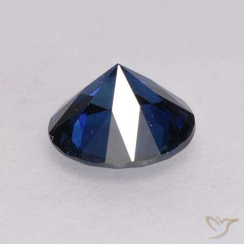 Safira Azul escuro Natural 0.55ct, Redondo, VVS-VS