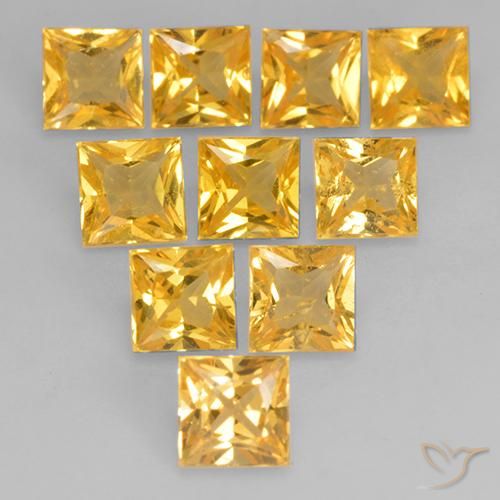 Safira ouro médio Natural 0.39ct, Quadrado, VS