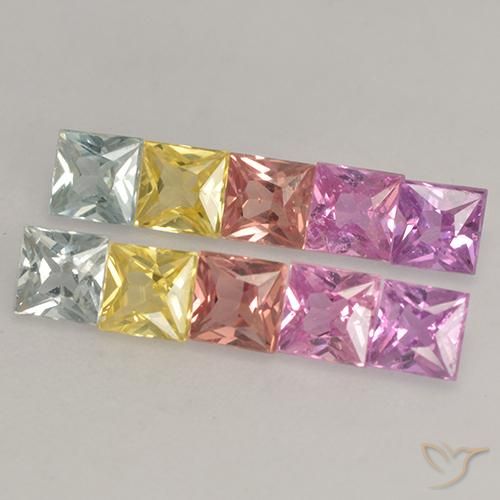 Pedras preciosas de Safira Multicolorido natural de 2.24 ct, Quadrado, VS