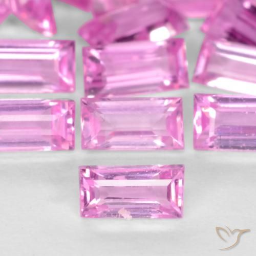 Safira Roxo Rosa Natural 0.07ct, baguete, VVS-VS