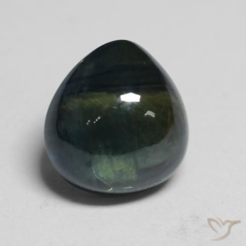1.82ct Natural Black Green Safira, Formato de pêra, Translúcido