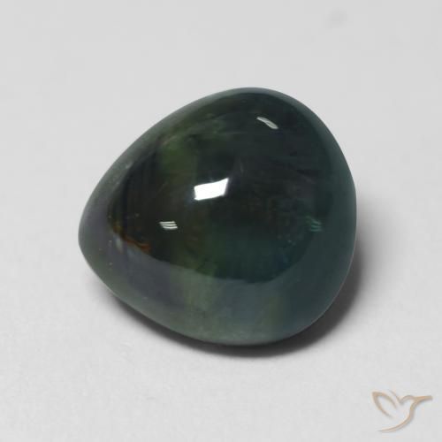 Safira Black Green Natural 1.82ct, Formato de pêra, Translúcido