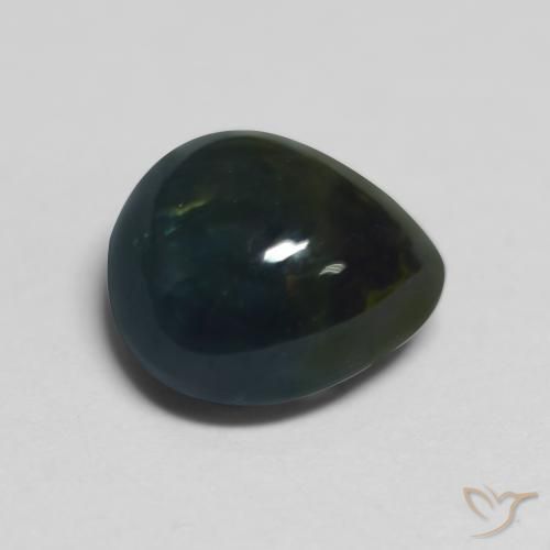 Safira Black Green Natural 1.82ct, Formato de pêra, Translúcido